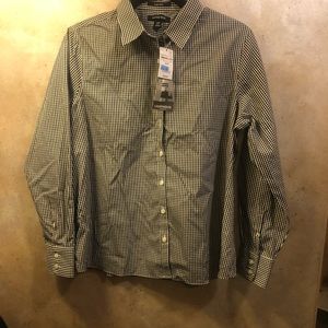 Lands end Black button down gingham shirt